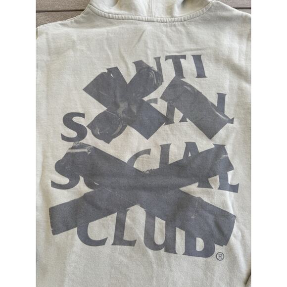 Authentic Anti Social Social Club Cancelled Tonal Hoodie Cement Small - Picture 4 of 5